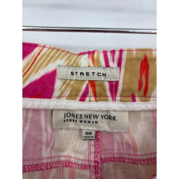 Jones New York Sport Stretch Crop Print Jean Tan Pink Size 18W - Picture 4 of 5